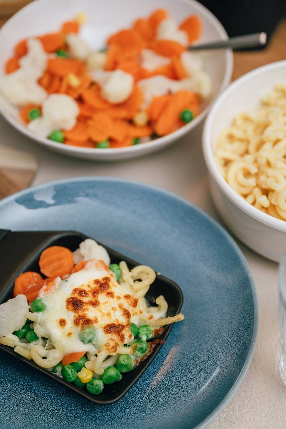 Buttergemüse mit Nudeln Raclette für Kinder