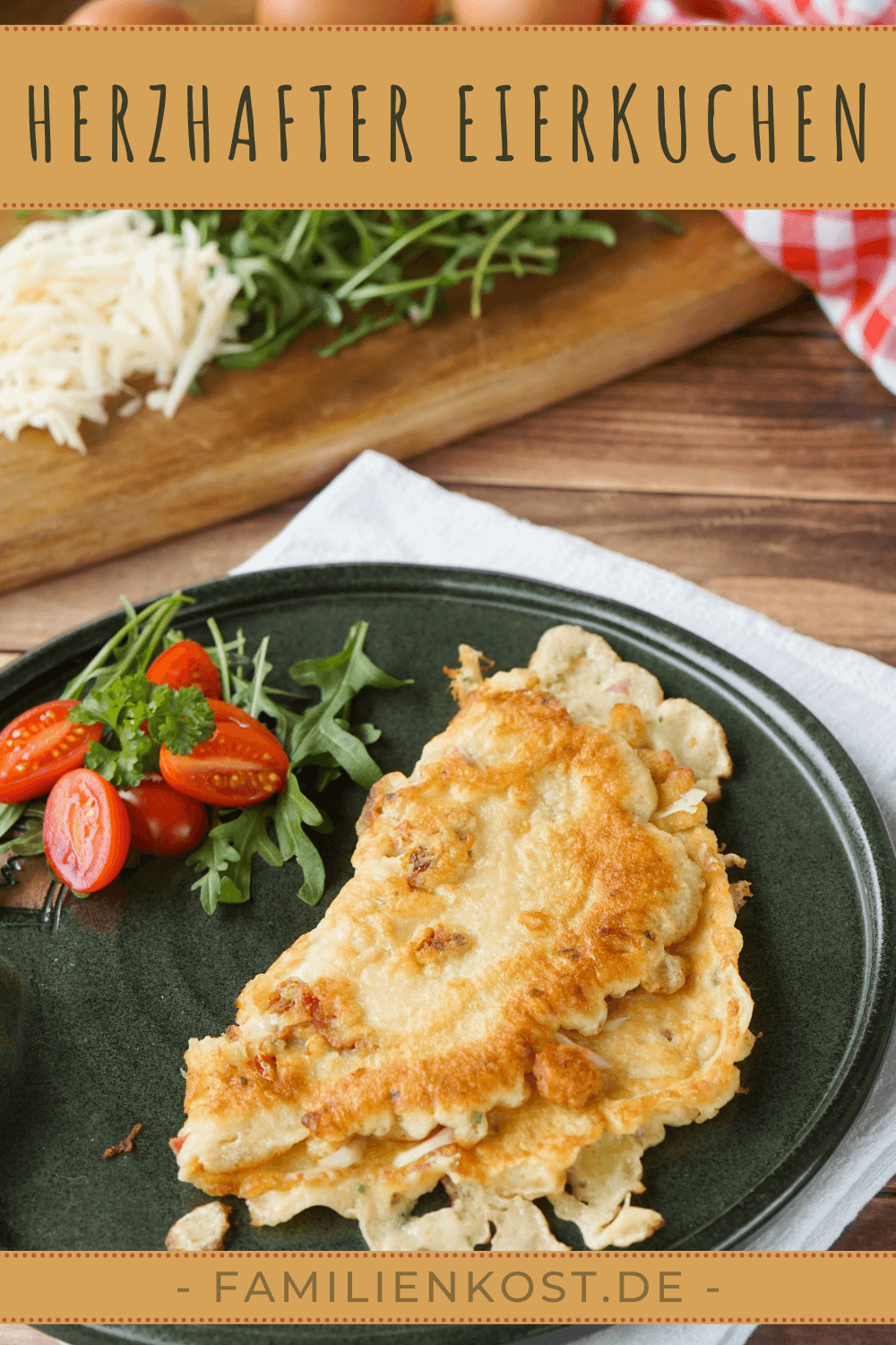 Herzhafte Eierkuchen mit Salami, getrockneten Tomaten und Käse