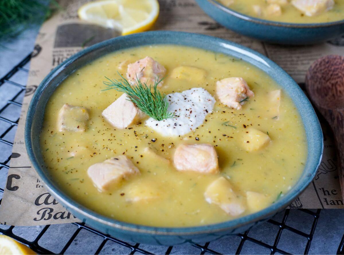 Kartoffelsuppe mit Lachs