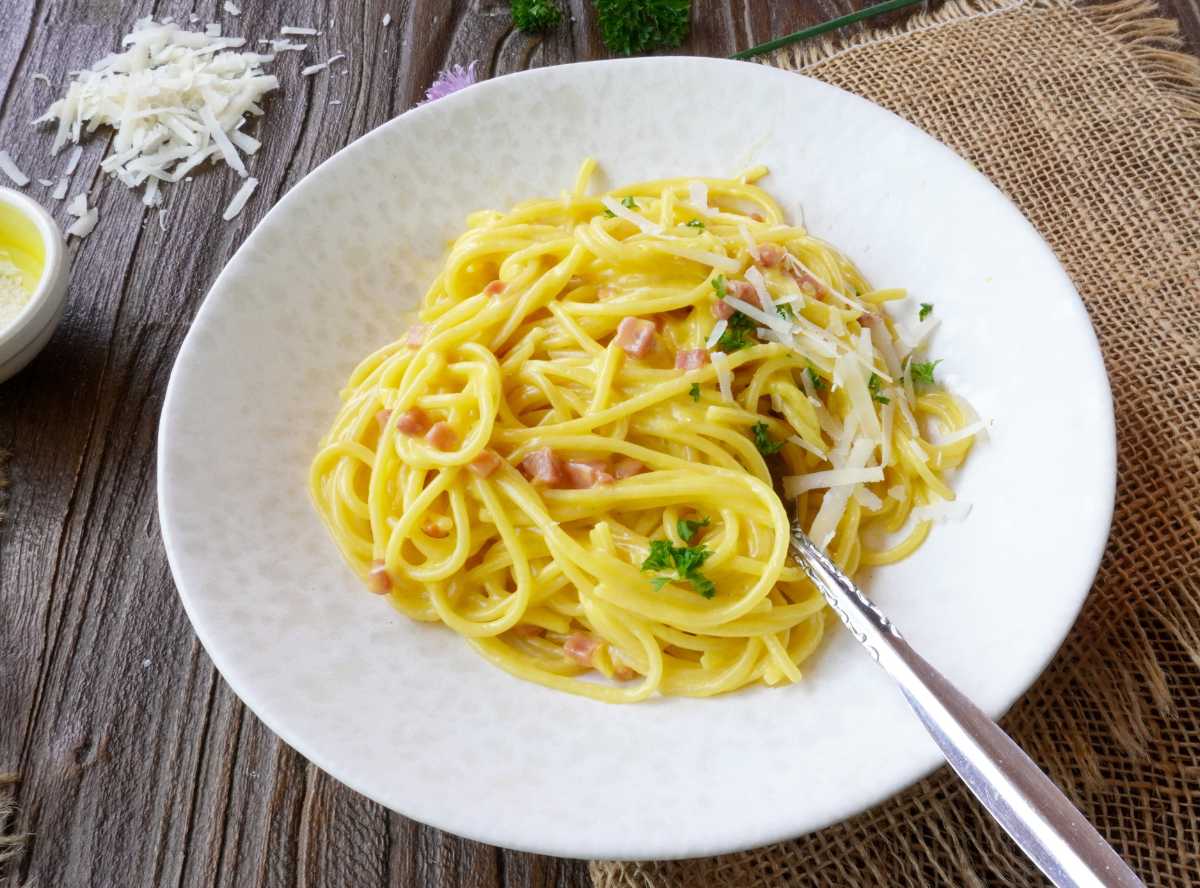 Spaghetti Carbonara mit Sahne